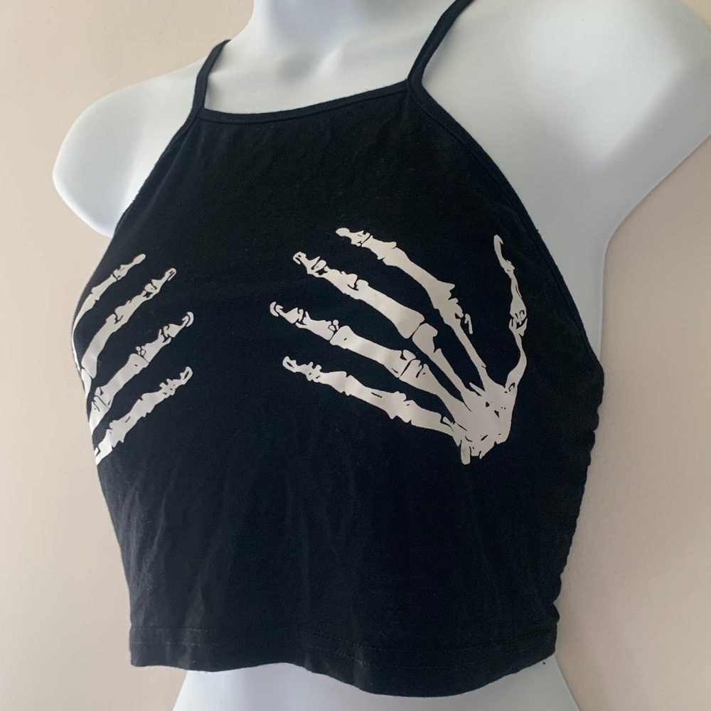 Skeleton Bones Hands Tank Crop Top Shirt